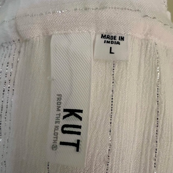 KUT From The Kloth white and silver off shoulder blouse size Large - Picture 8 of 9